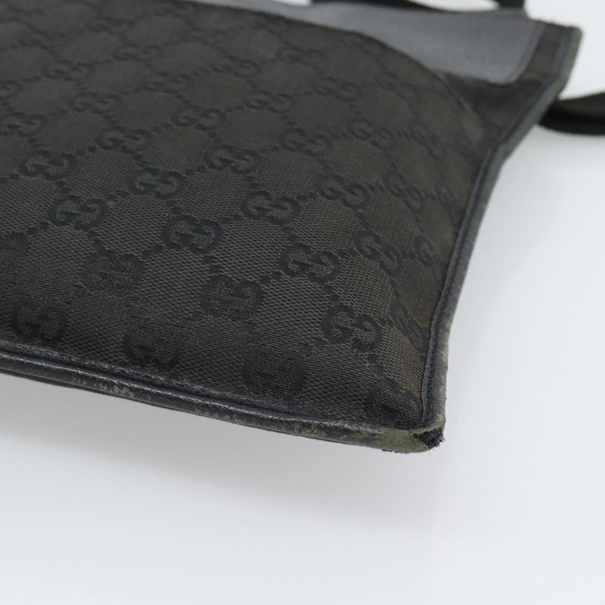 GUCCI GG Canvas Shoulder Bag Black Silver 27639 Auth 193967