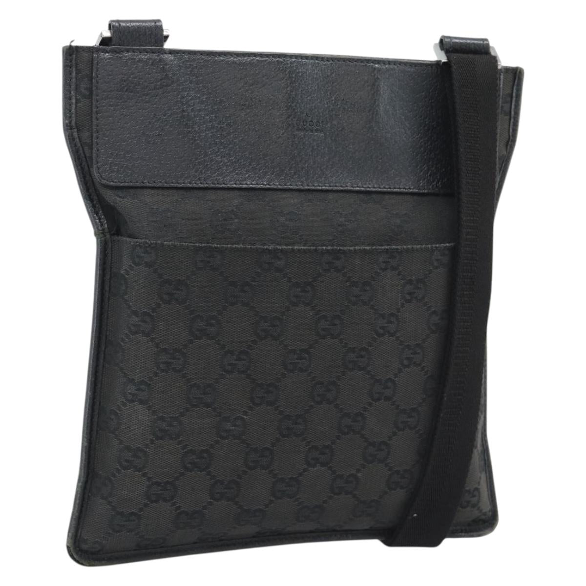 GUCCI GG Canvas Shoulder Bag Black Silver 27639 Auth 193967