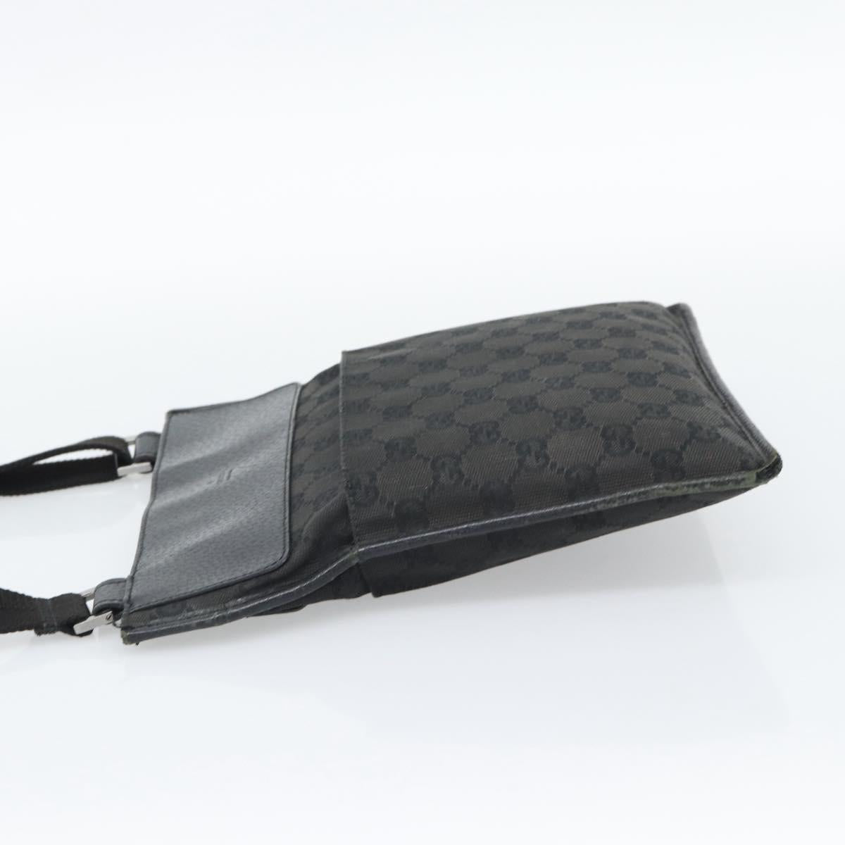 GUCCI GG Canvas Shoulder Bag Black Silver 27639 Auth 193967
