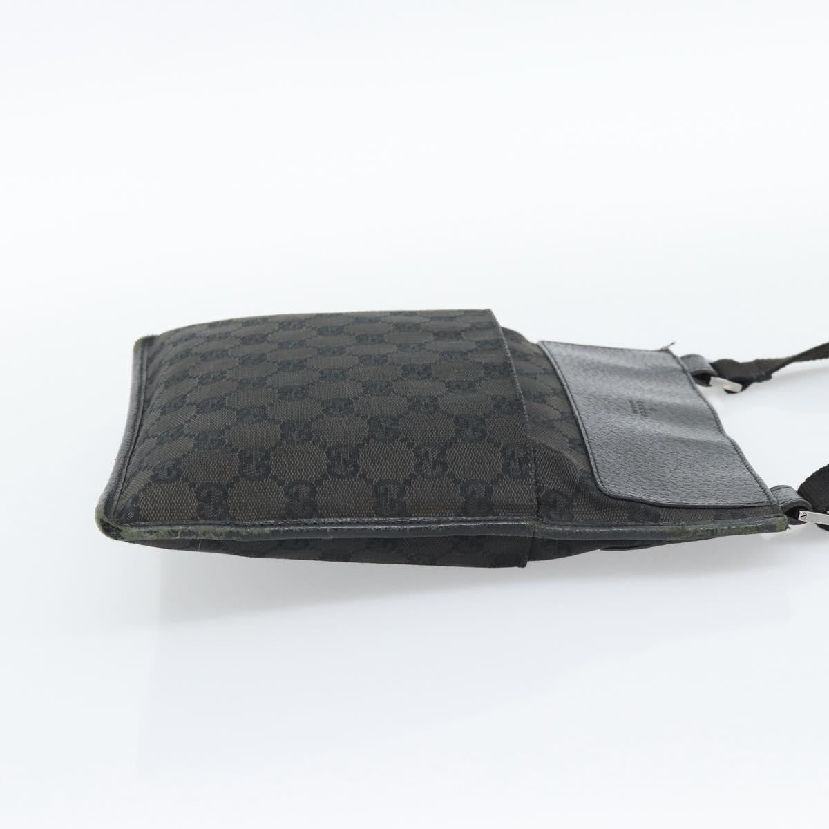 GUCCI GG Canvas Shoulder Bag Black Silver 27639 Auth 193967