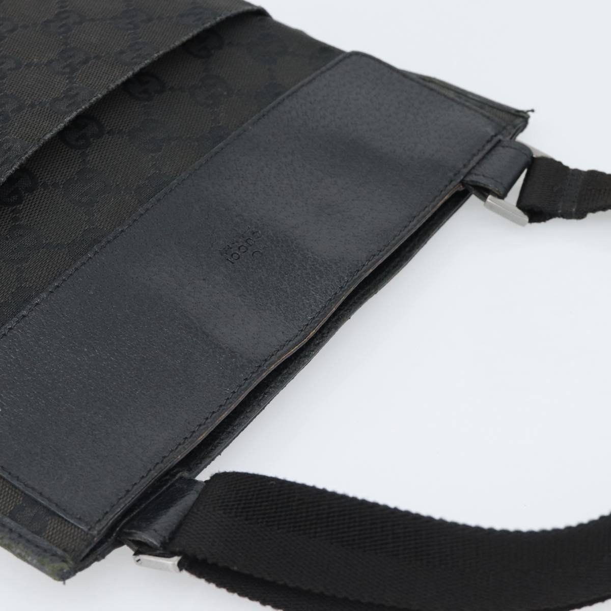 GUCCI GG Canvas Shoulder Bag Black Silver 27639 Auth 193967