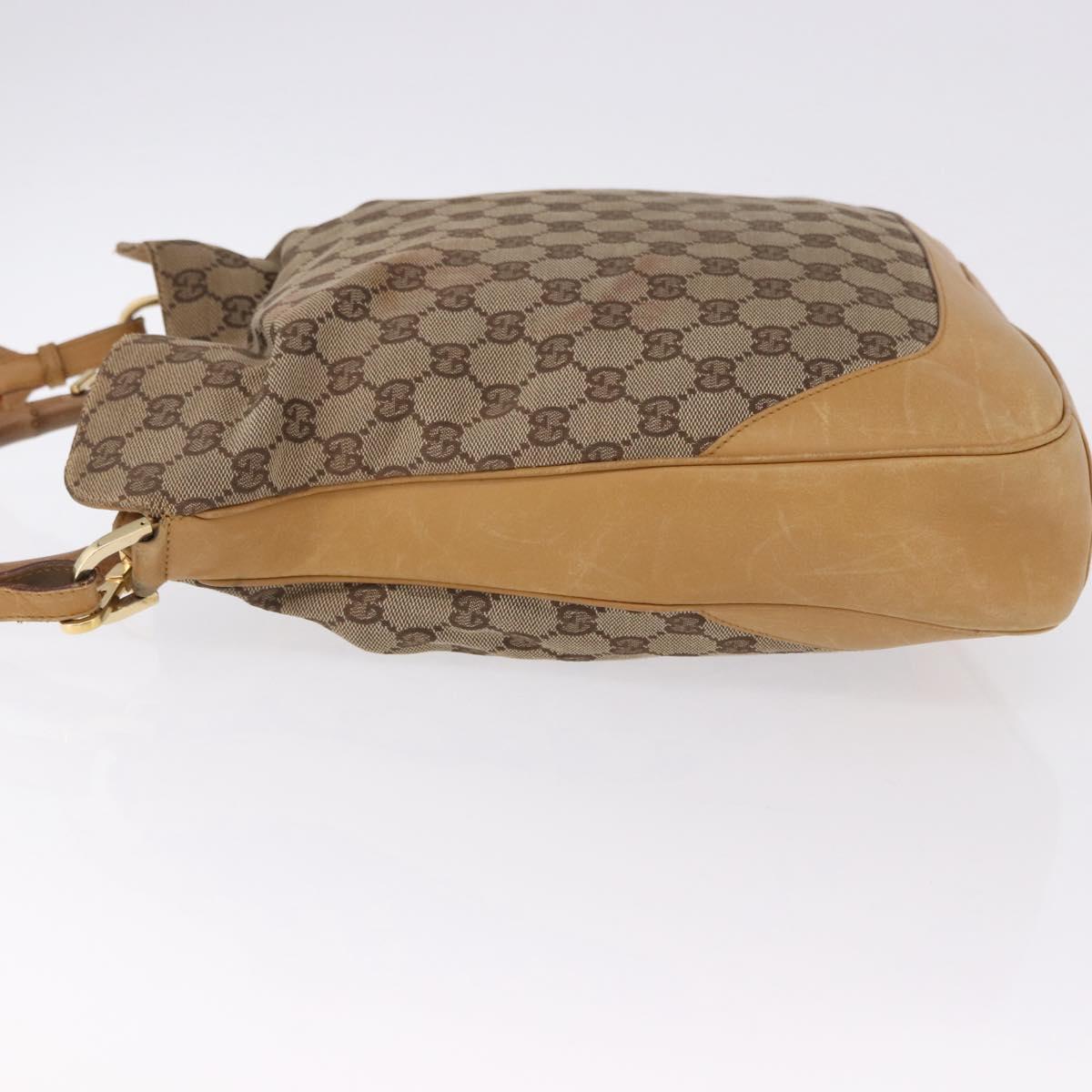 GUCCI GG Canvas Bamboo Sherry Line Bag 2way Beige Gold 001 4058 Auth 193968