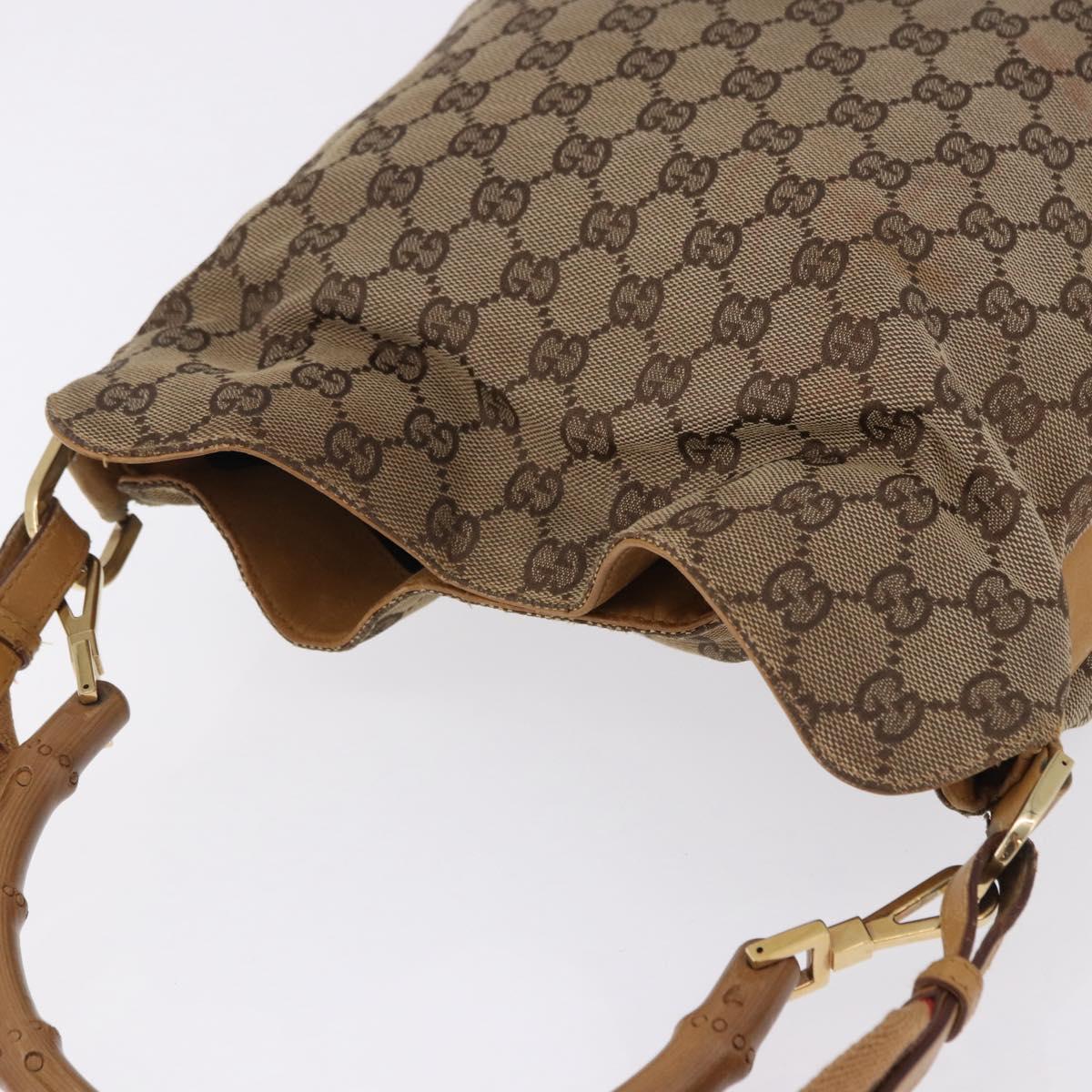GUCCI GG Canvas Bamboo Sherry Line Bag 2way Beige Gold 001 4058 Auth 193968