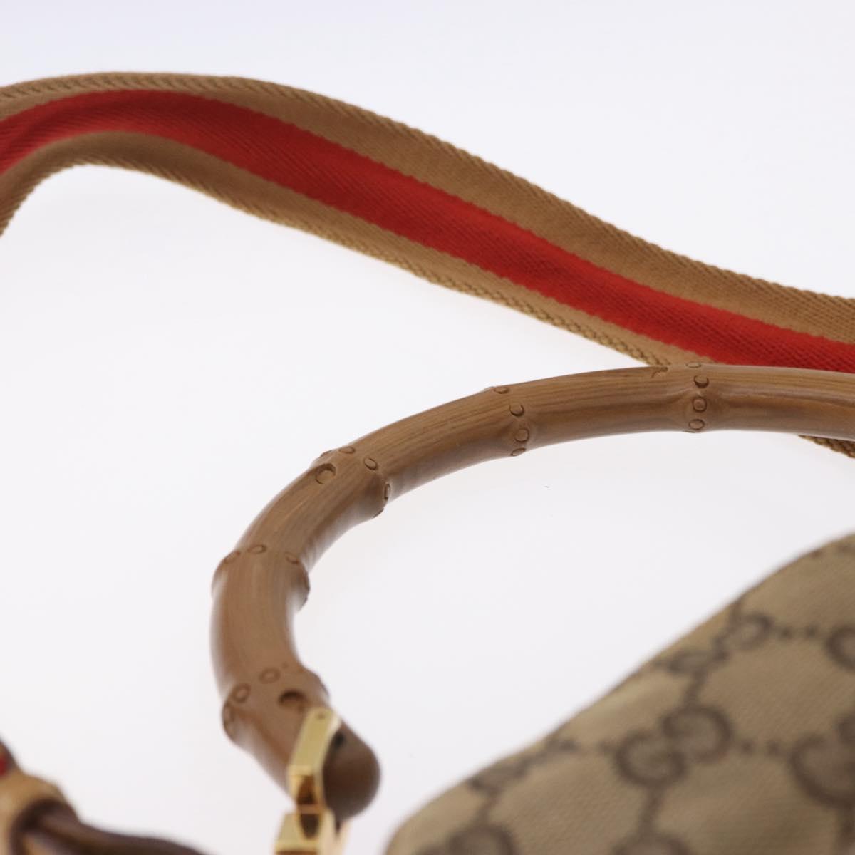 GUCCI GG Canvas Bamboo Sherry Line Bag 2way Beige Gold 001 4058 Auth 193968