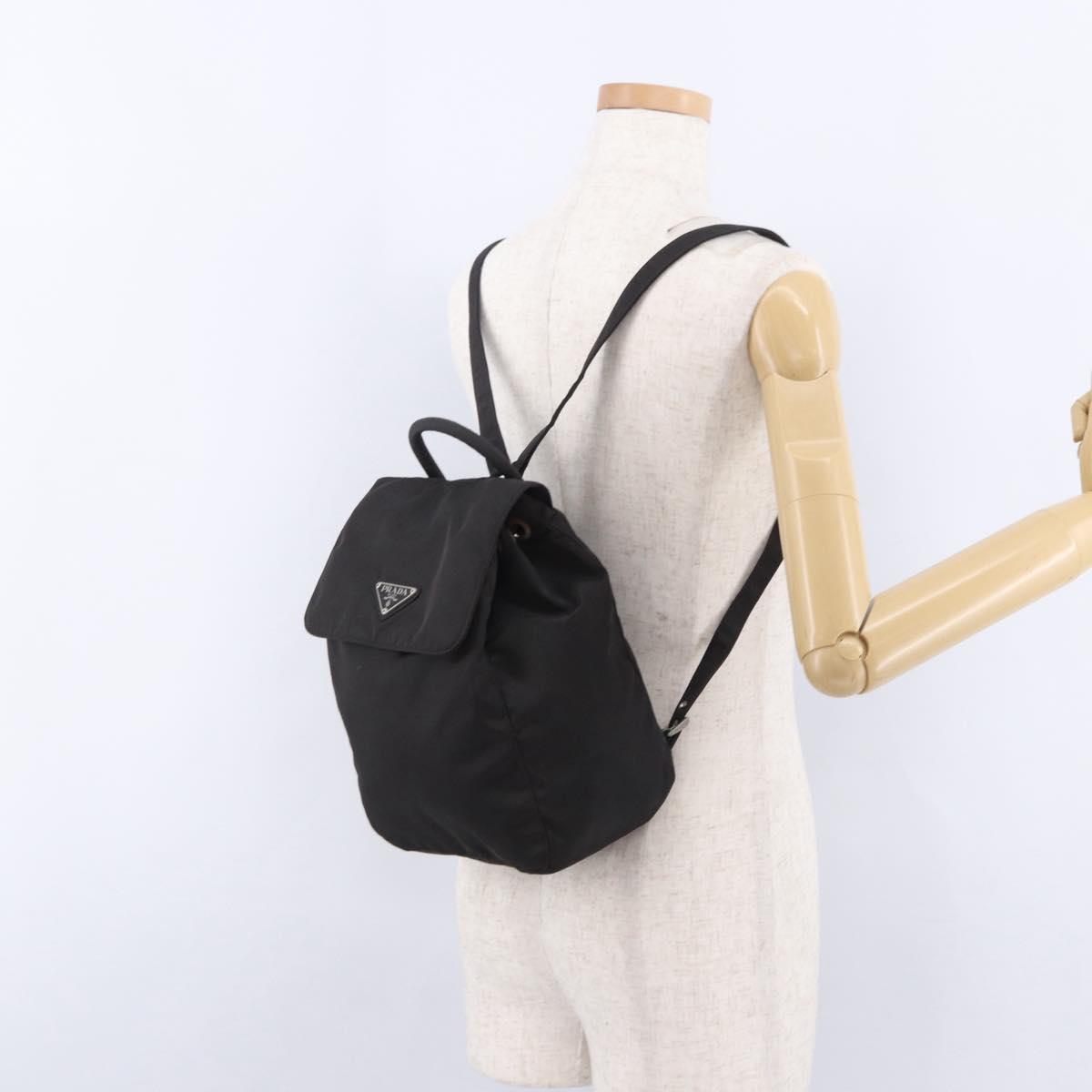 PRADA Backpack Nylon Black Silver Auth 193971