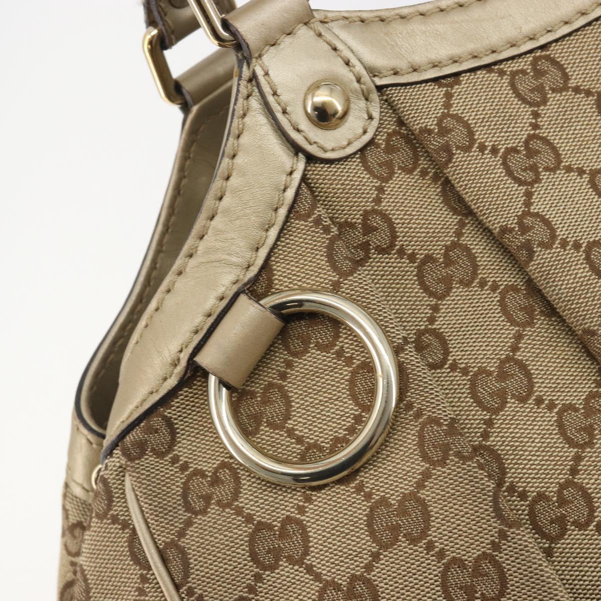 GUCCI GG Canvas Sukey Tote Bag Beige Gold 211944 Auth 193972A
