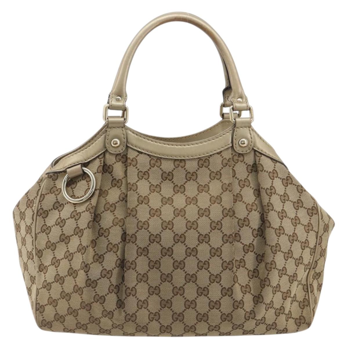 GUCCI GG Canvas Sukey Tote Bag Beige Gold 211944 Auth 193972A