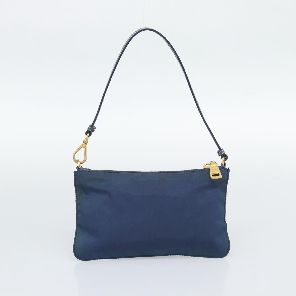 PRADA Hand Bag Vinyl 2way Blue Gold Auth 193975