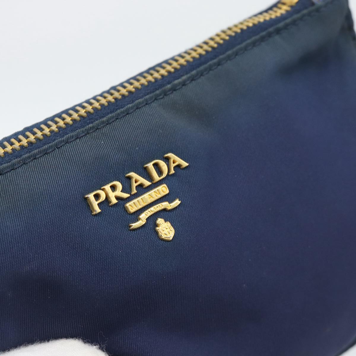 PRADA Hand Bag Vinyl 2way Blue Gold Auth 193975