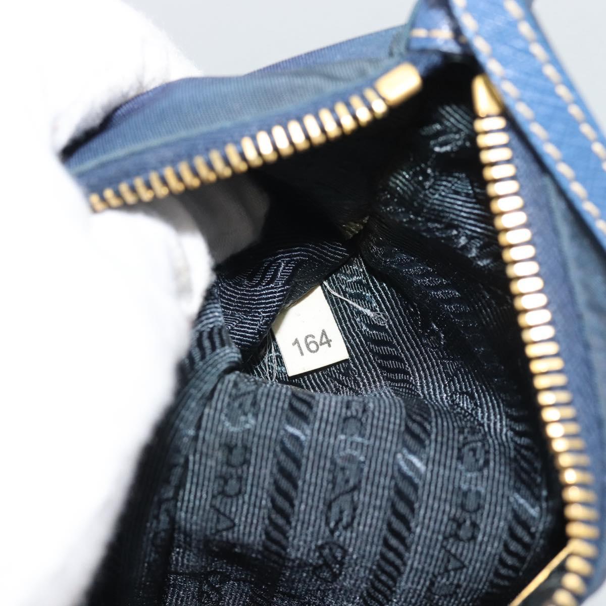 PRADA Hand Bag Vinyl 2way Blue Gold Auth 193975