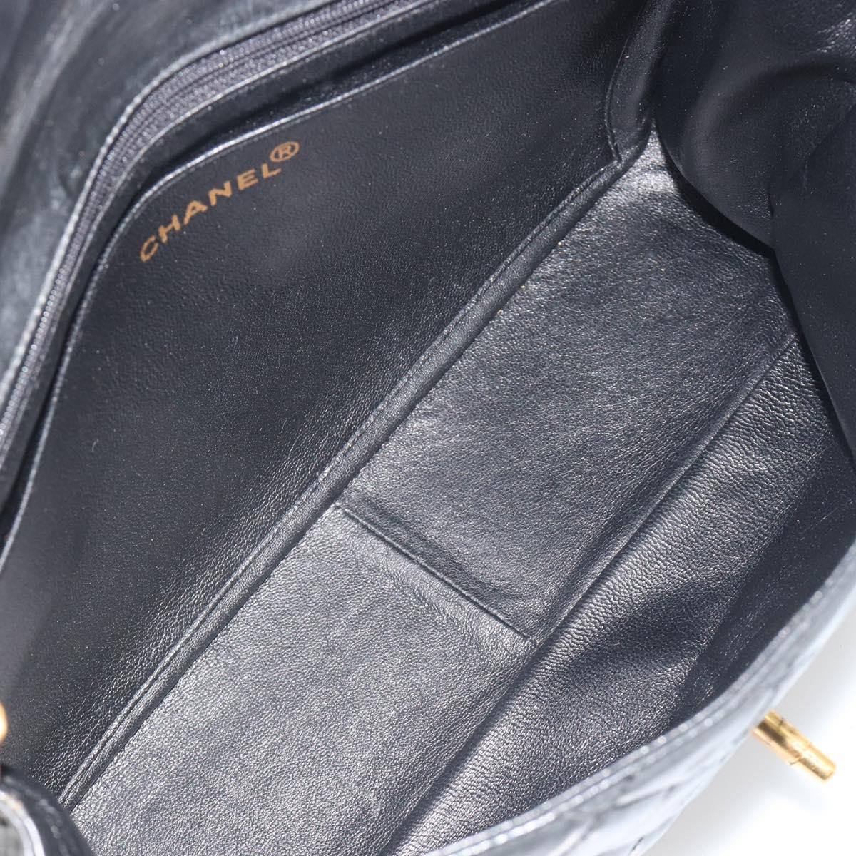 CHANEL Matelasse Chain Shoulder Bag Patent Leather Black Gold CC Auth 193976