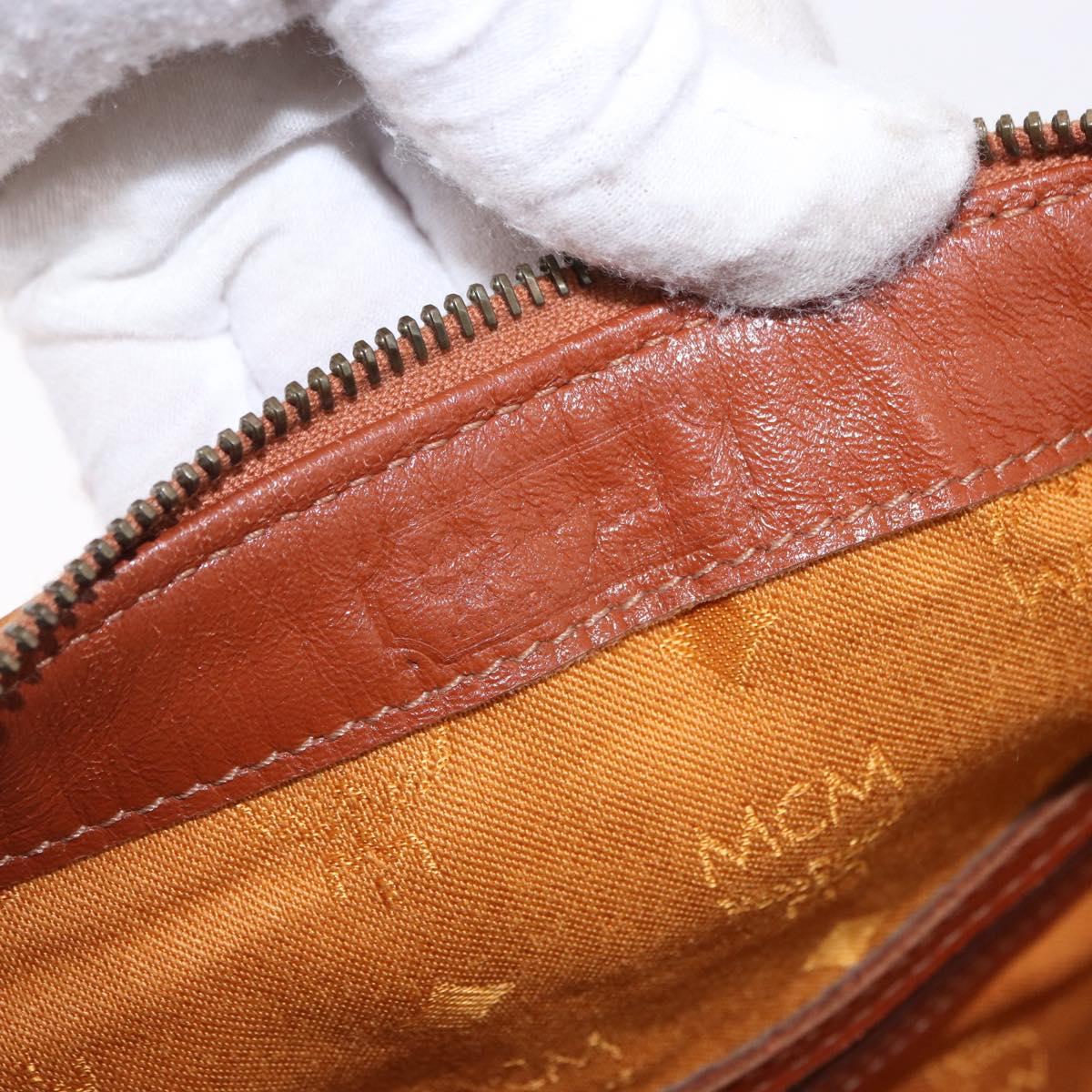 MCM Vicetos Logogram Hand Bag PVC Leather 2way Brown Gold Auth 193981