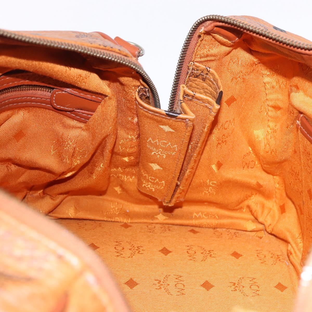 MCM Vicetos Logogram Hand Bag PVC Leather 2way Brown Gold Auth 193981