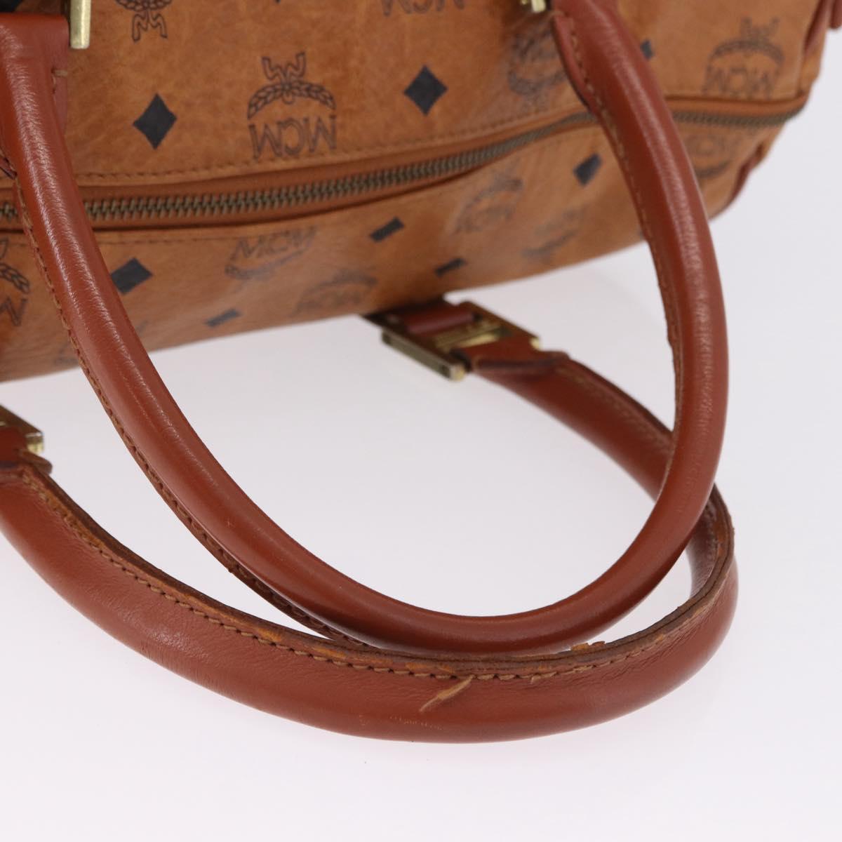MCM Vicetos Logogram Hand Bag PVC Leather 2way Brown Gold Auth 193981