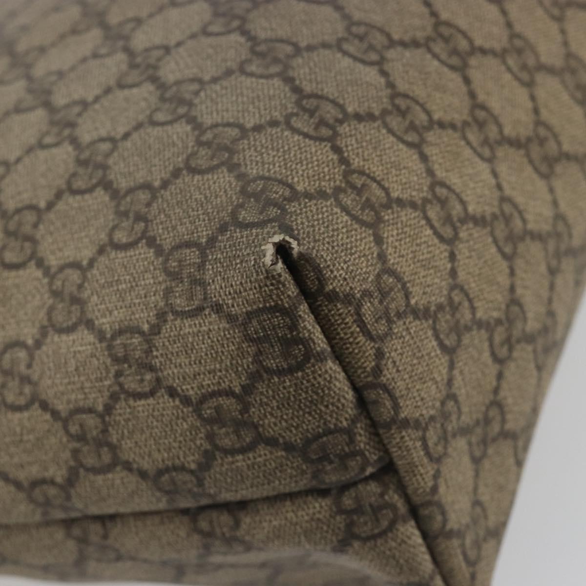 GUCCI GG Supreme Web Sherry Line Tote Bag PVC Beige Gold 211134 Auth 193984