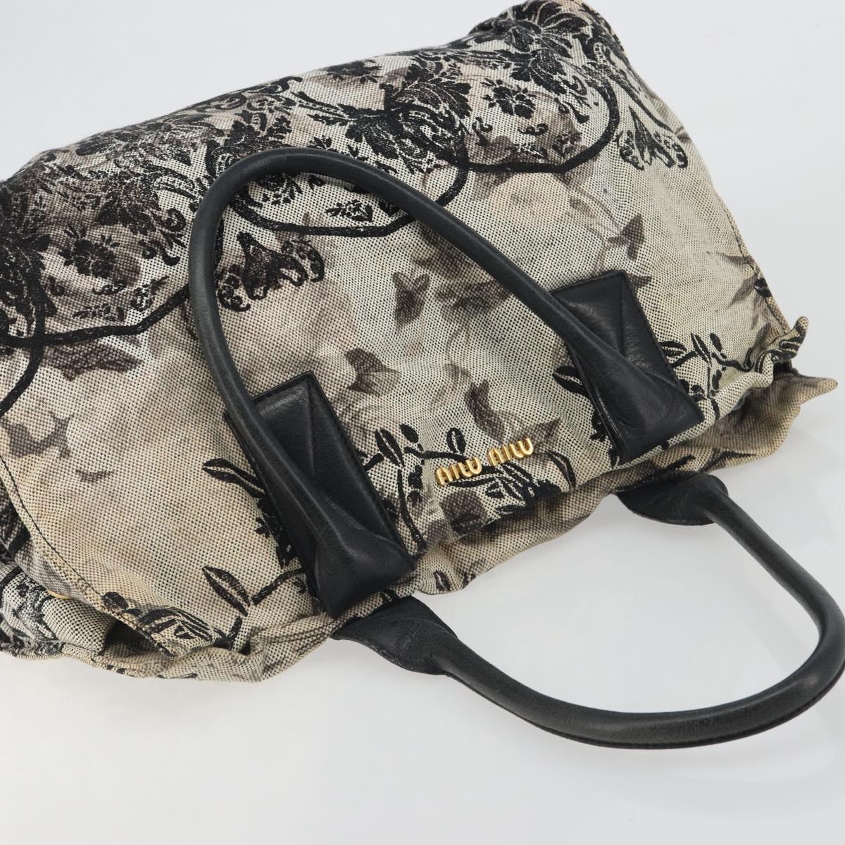 Miu Miu Tote Bag Canvas Beige Gold Auth 193986