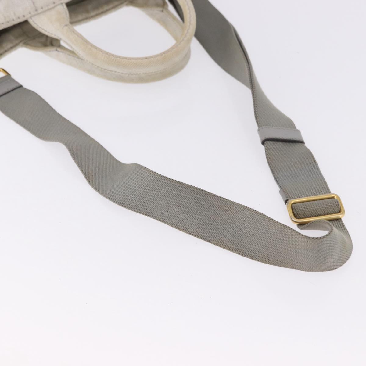 PRADA Canapa PM Hand Bag Canvas 2way Gray Gold Auth 193992