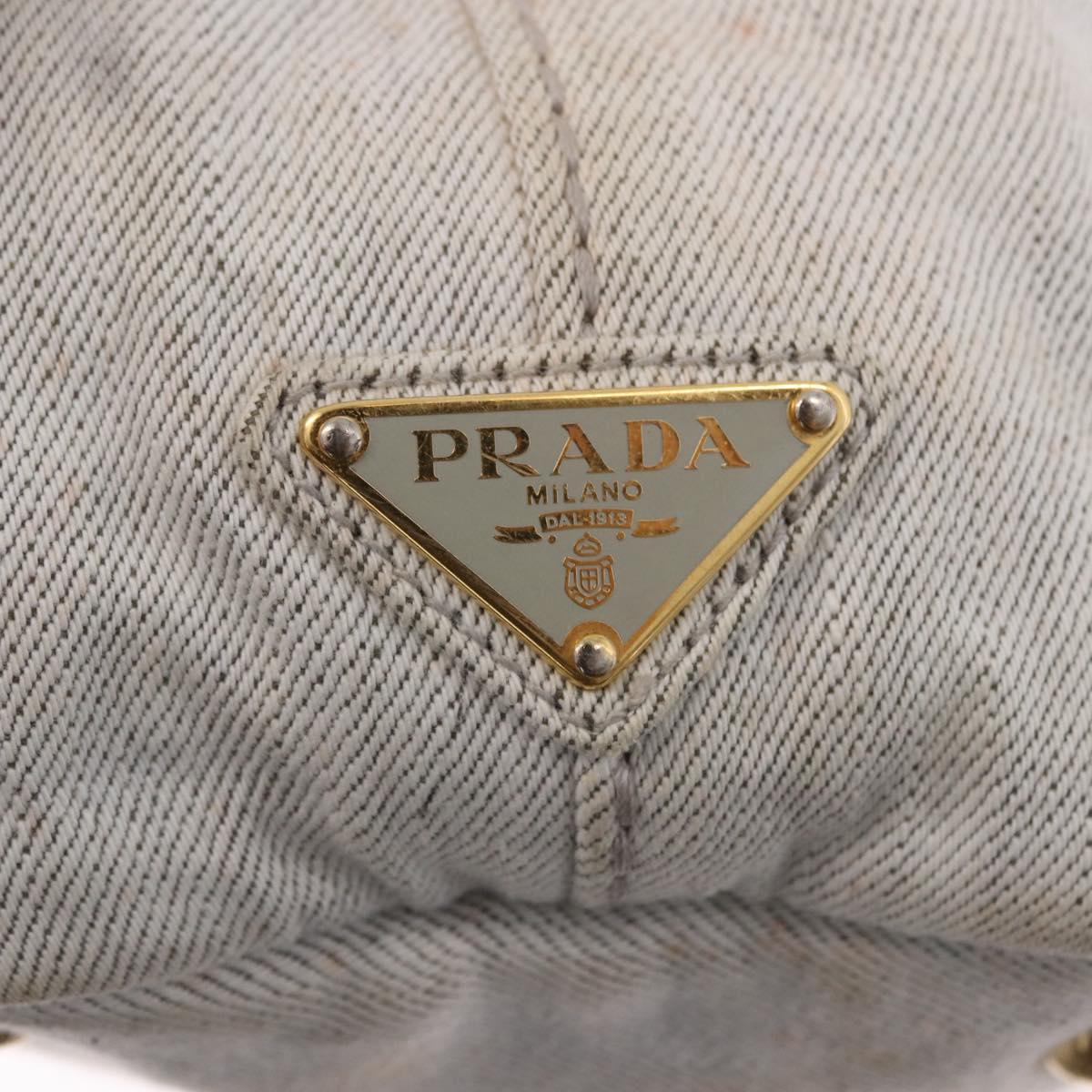 PRADA Canapa PM Hand Bag Canvas 2way Gray Gold Auth 193992