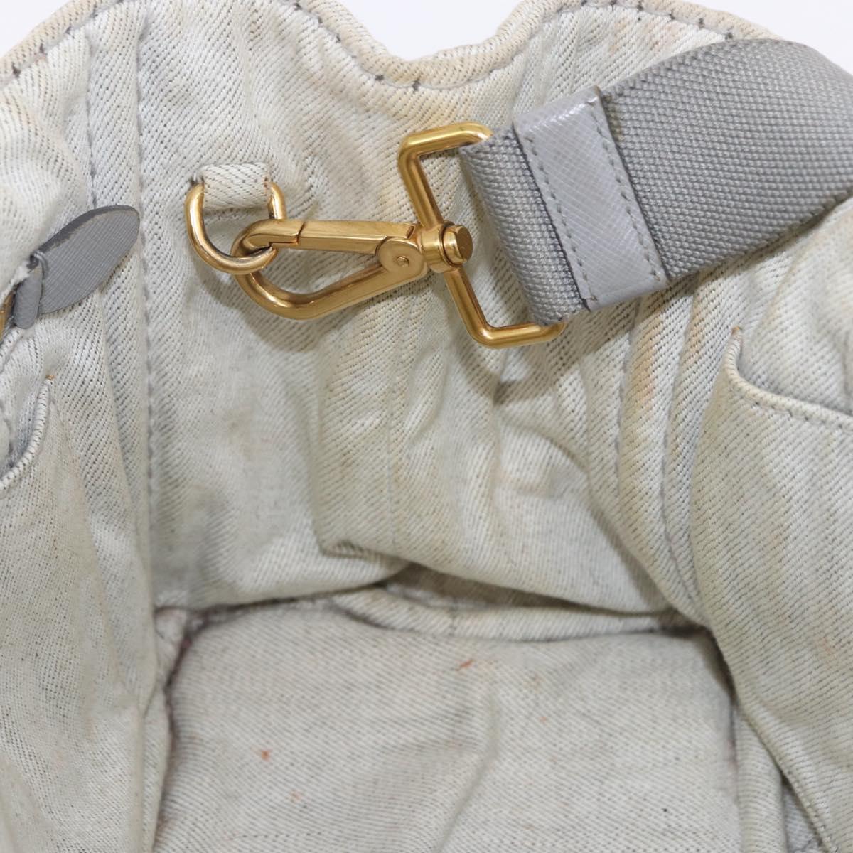 PRADA Canapa PM Hand Bag Canvas 2way Gray Gold Auth 193992
