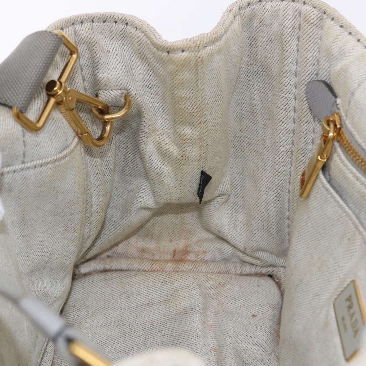 PRADA Canapa PM Hand Bag Canvas 2way Gray Gold Auth 193992