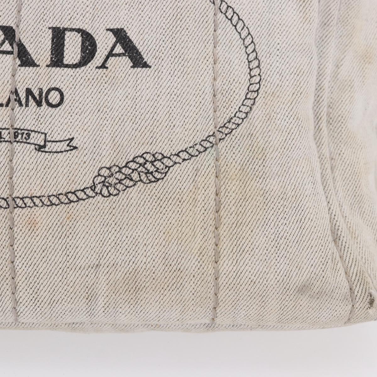 PRADA Canapa PM Hand Bag Canvas 2way Gray Gold Auth 193992
