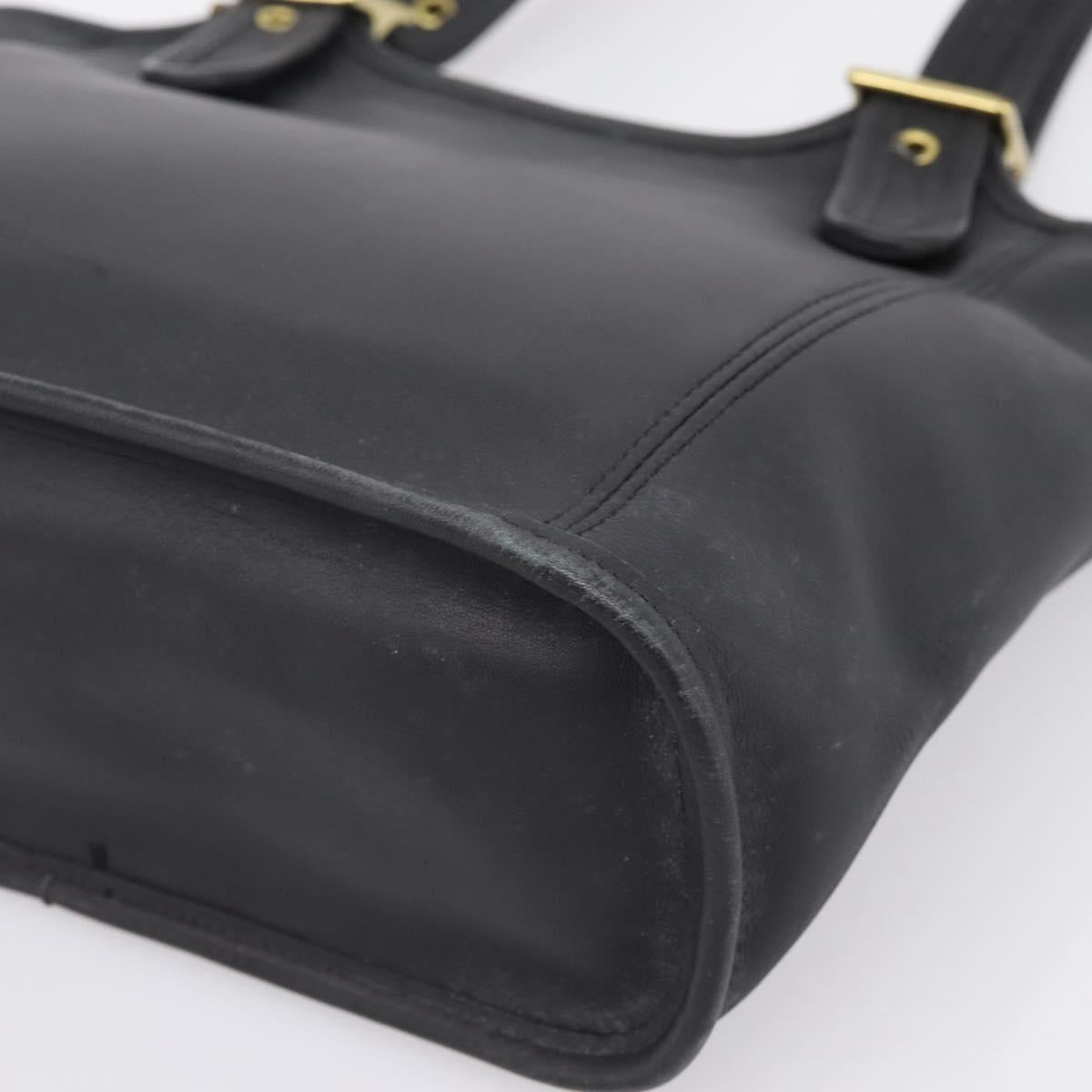 Coach Shoulder Bag Leather Black Gold Auth 193995