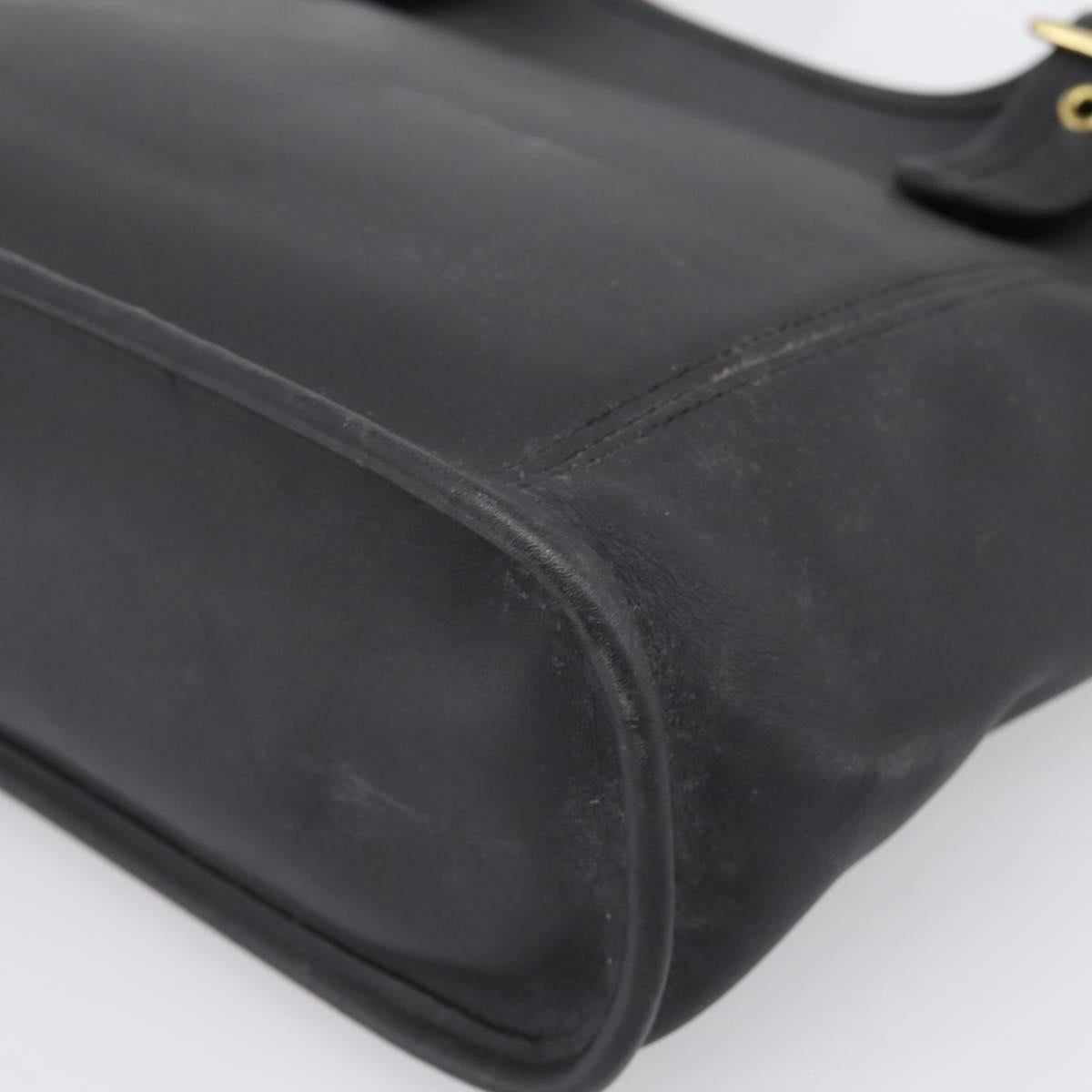 Coach Shoulder Bag Leather Black Gold Auth 193995
