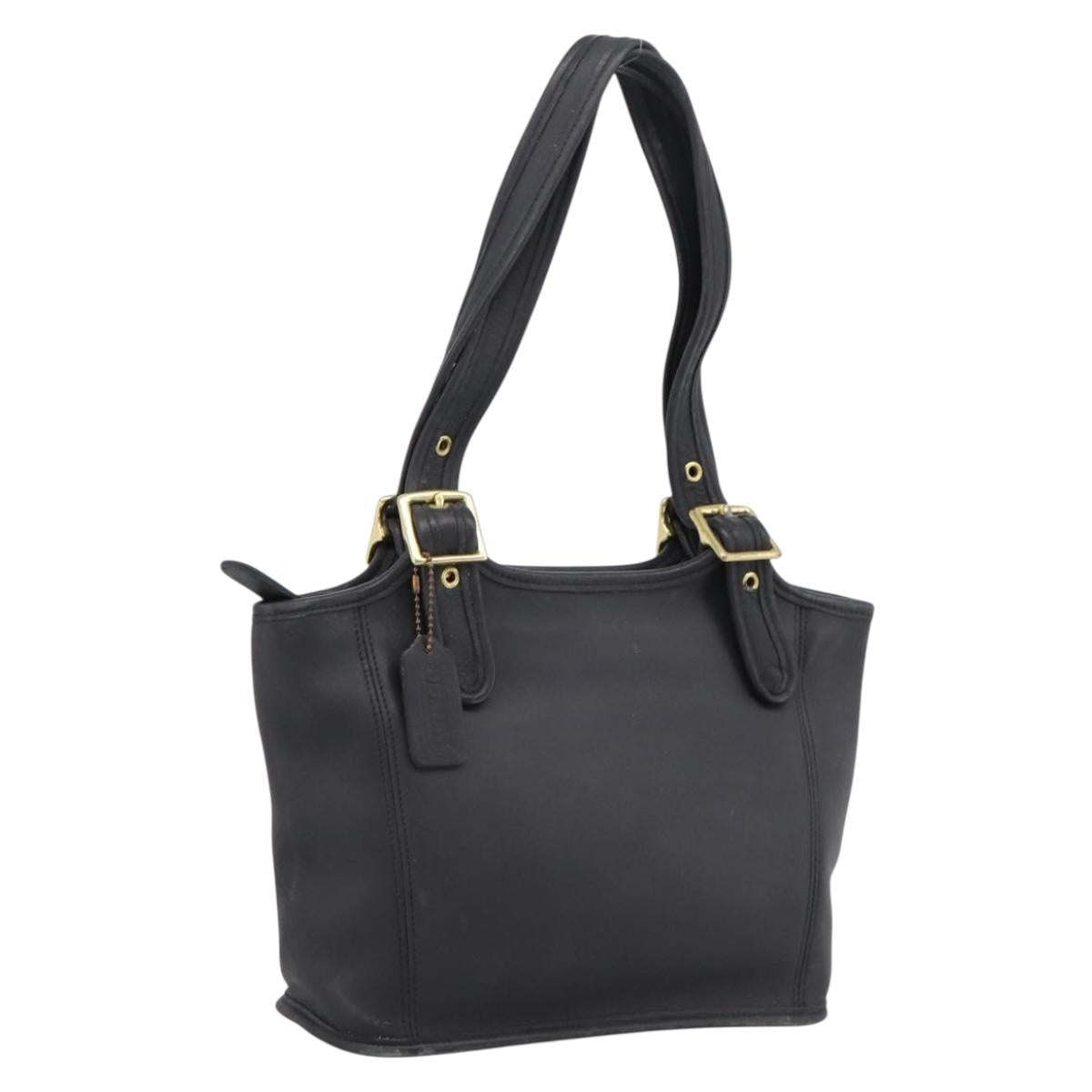 Coach Shoulder Bag Leather Black Gold Auth 193995
