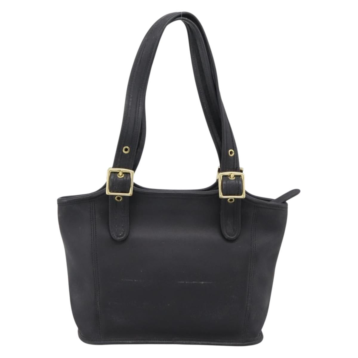 Coach Shoulder Bag Leather Black Gold Auth 193995