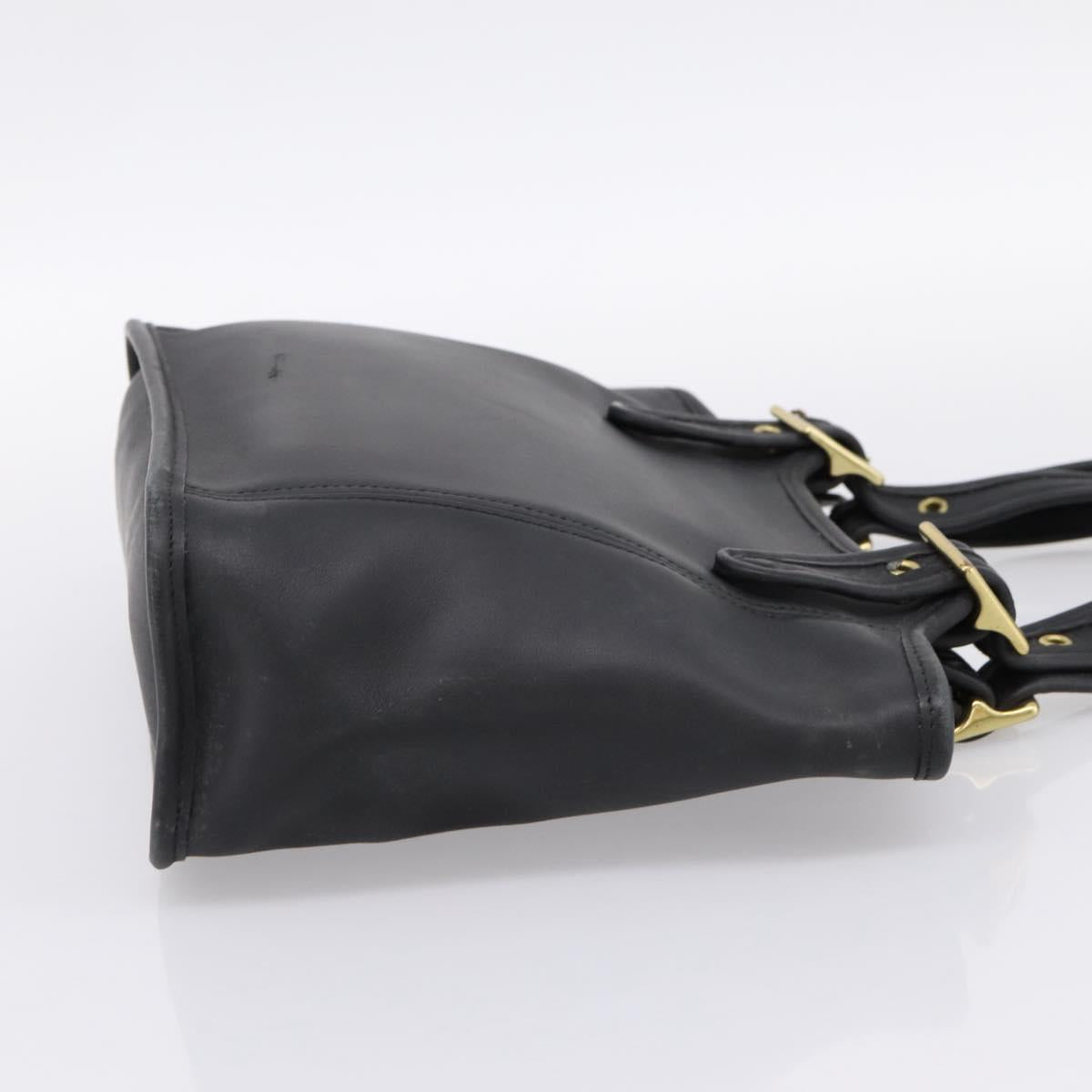 Coach Shoulder Bag Leather Black Gold Auth 193995