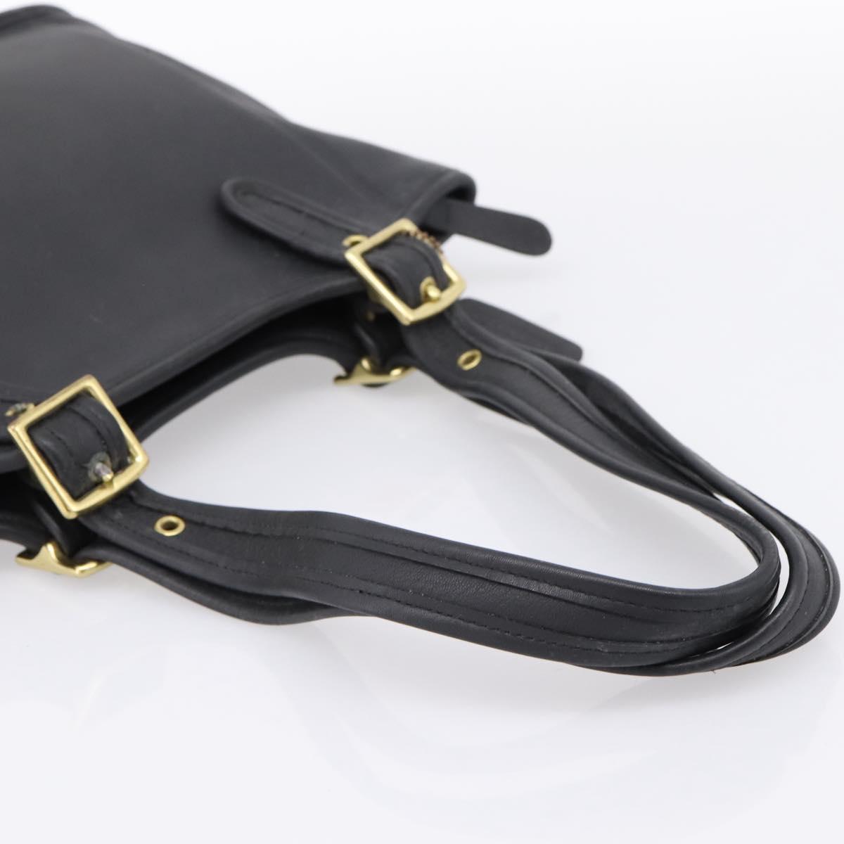 Coach Shoulder Bag Leather Black Gold Auth 193995