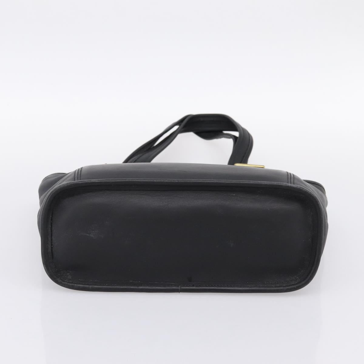 Coach Shoulder Bag Leather Black Gold Auth 193995
