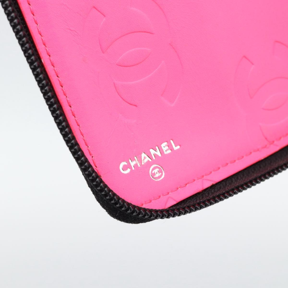 CHANEL Matelasse Cambon Line Long Wallet Leather Black Silver CC Auth 193997