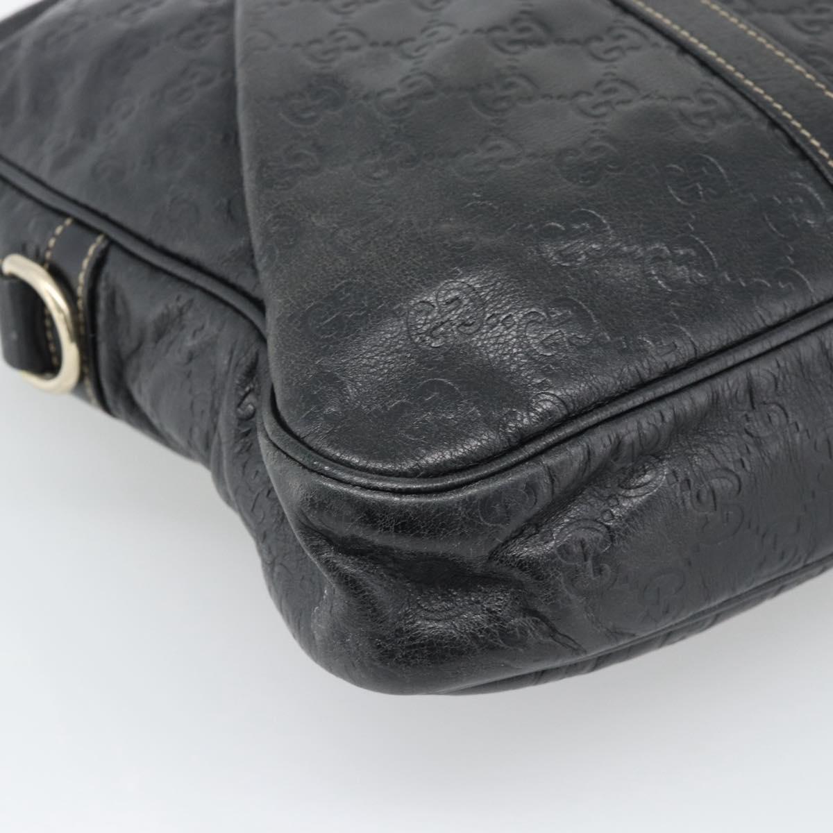 GUCCI GG Canvas Guccissima Bag Leather 2way Black Gold 201480 Auth 193998