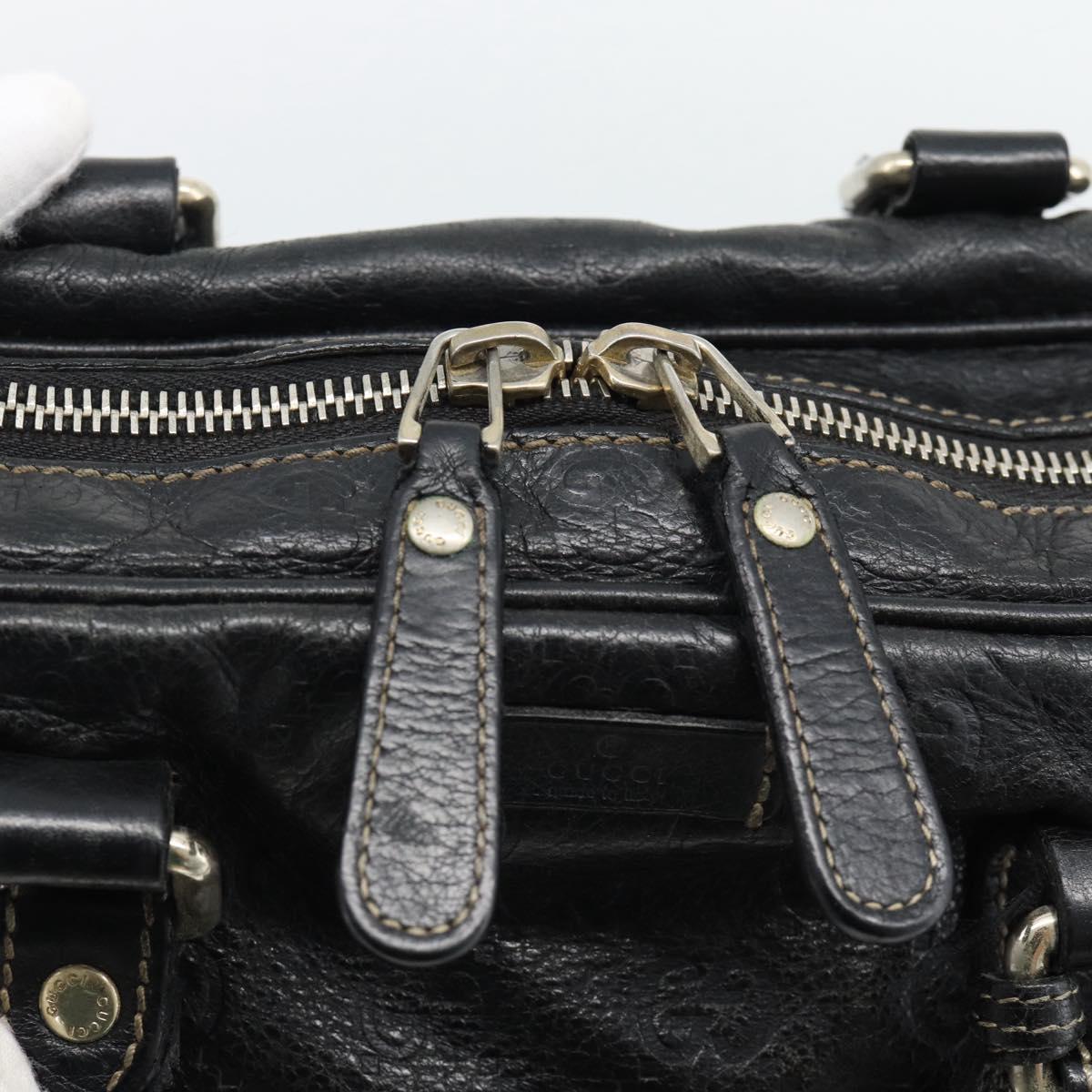 GUCCI GG Canvas Guccissima Bag Leather 2way Black Gold 201480 Auth 193998