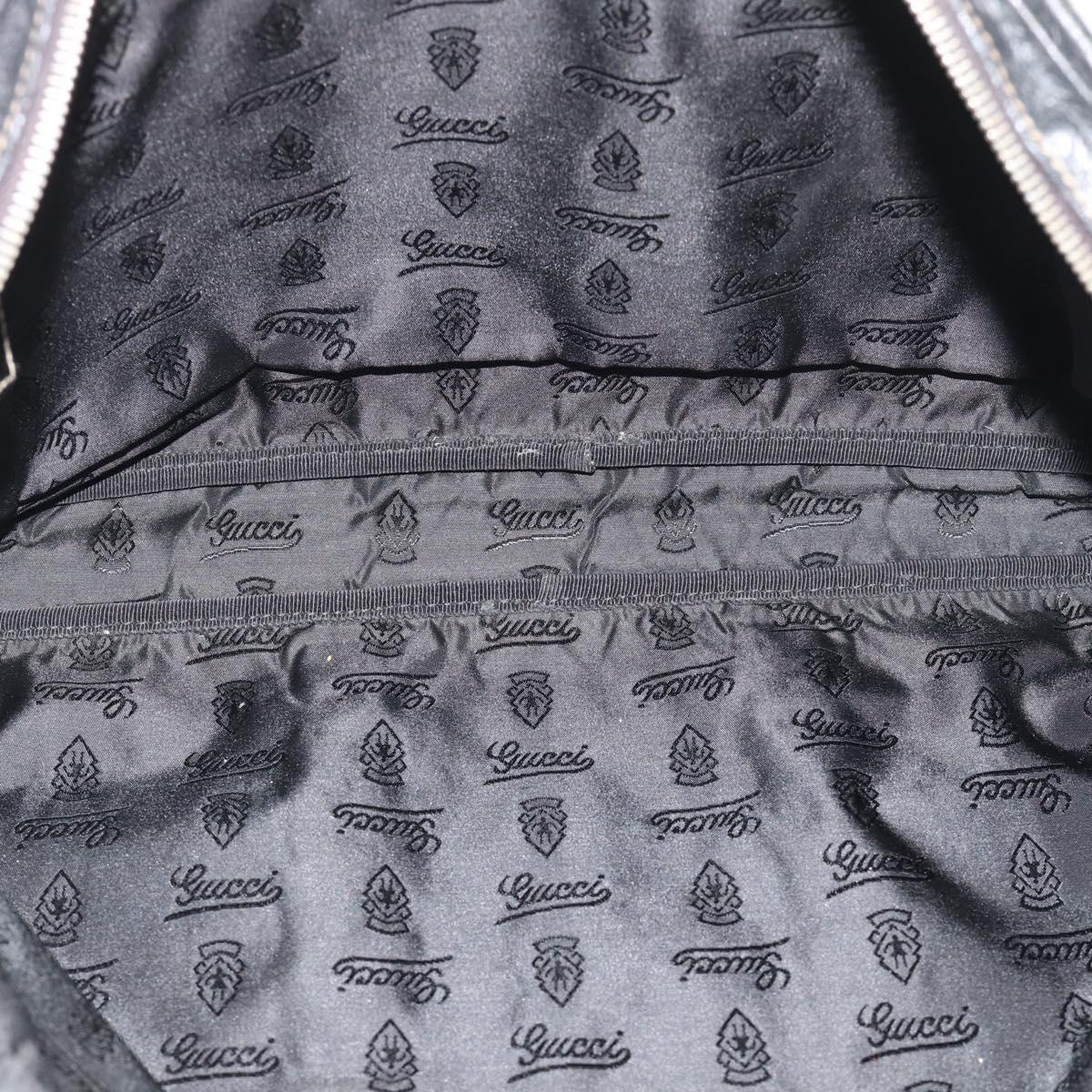 GUCCI GG Canvas Guccissima Bag Leather 2way Black Gold 201480 Auth 193998