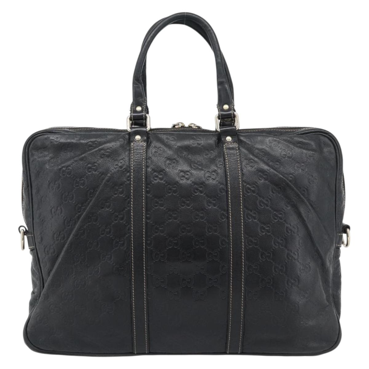 GUCCI GG Canvas Guccissima Bag Leather 2way Black Gold 201480 Auth 193998