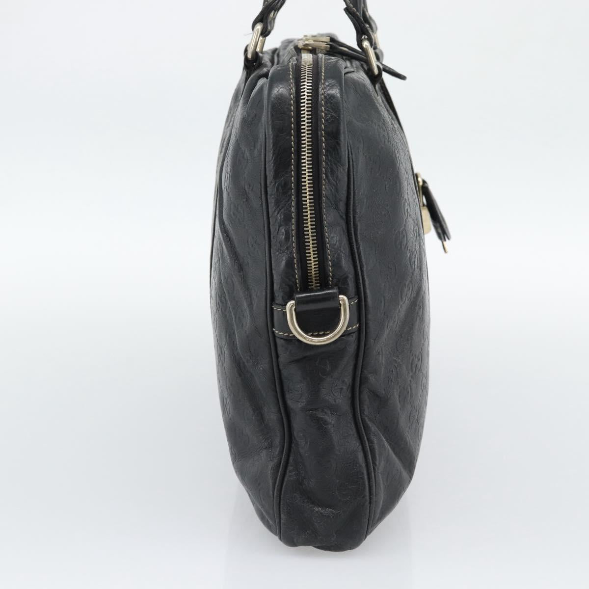 GUCCI GG Canvas Guccissima Bag Leather 2way Black Gold 201480 Auth 193998