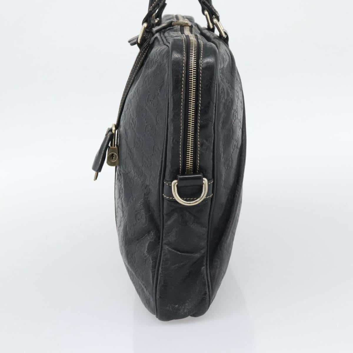 GUCCI GG Canvas Guccissima Bag Leather 2way Black Gold 201480 Auth 193998