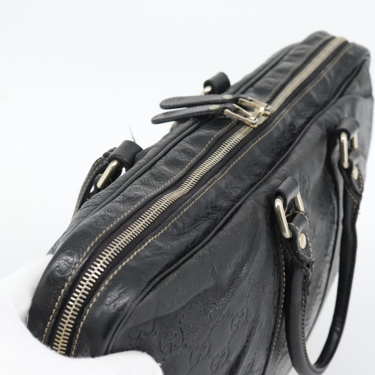 GUCCI GG Canvas Guccissima Bag Leather 2way Black Gold 201480 Auth 193998