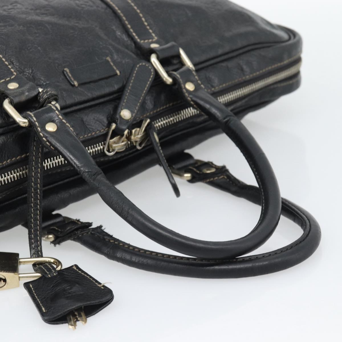 GUCCI GG Canvas Guccissima Bag Leather 2way Black Gold 201480 Auth 193998