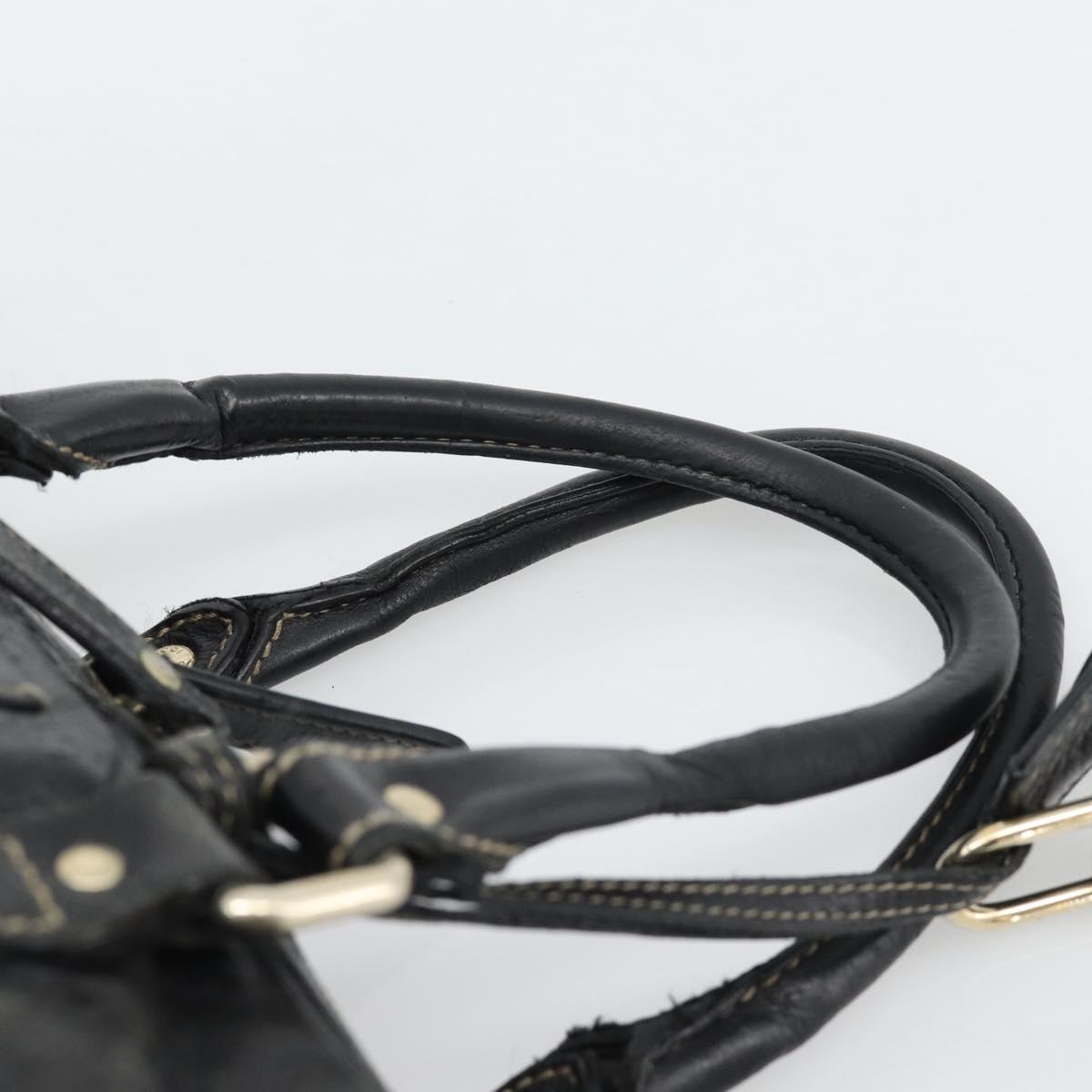 GUCCI GG Canvas Guccissima Bag Leather 2way Black Gold 201480 Auth 193998