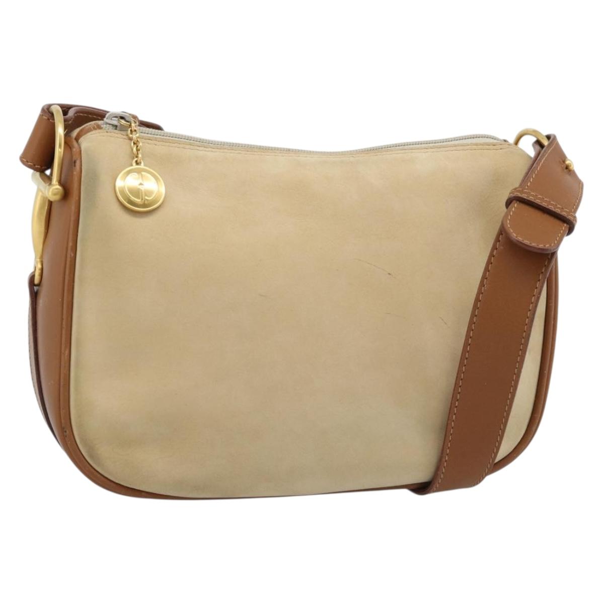 GUCCI Shoulder Bag Suede Outlet Beige Gold 007 090 0213 Auth 194001