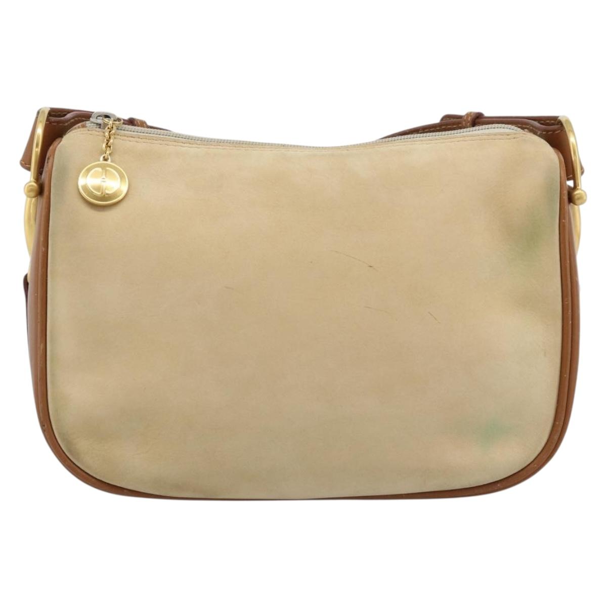 GUCCI Shoulder Bag Suede Outlet Beige Gold 007 090 0213 Auth 194001