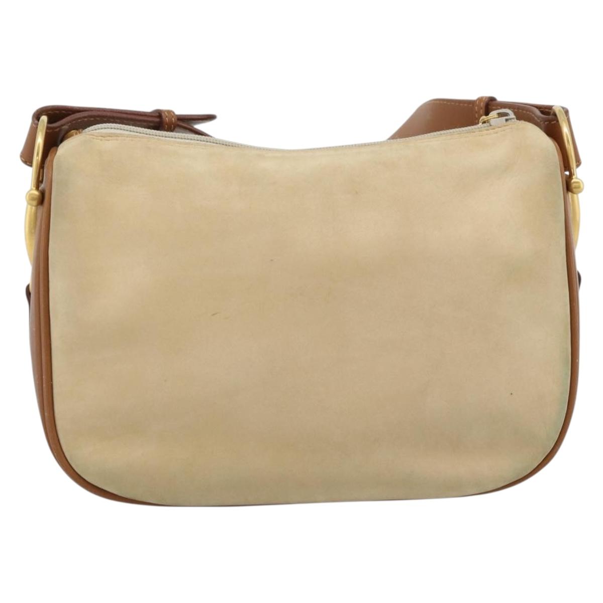 GUCCI Shoulder Bag Suede Outlet Beige Gold 007 090 0213 Auth 194001