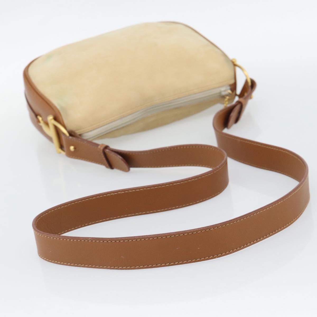 GUCCI Shoulder Bag Suede Outlet Beige Gold 007 090 0213 Auth 194001