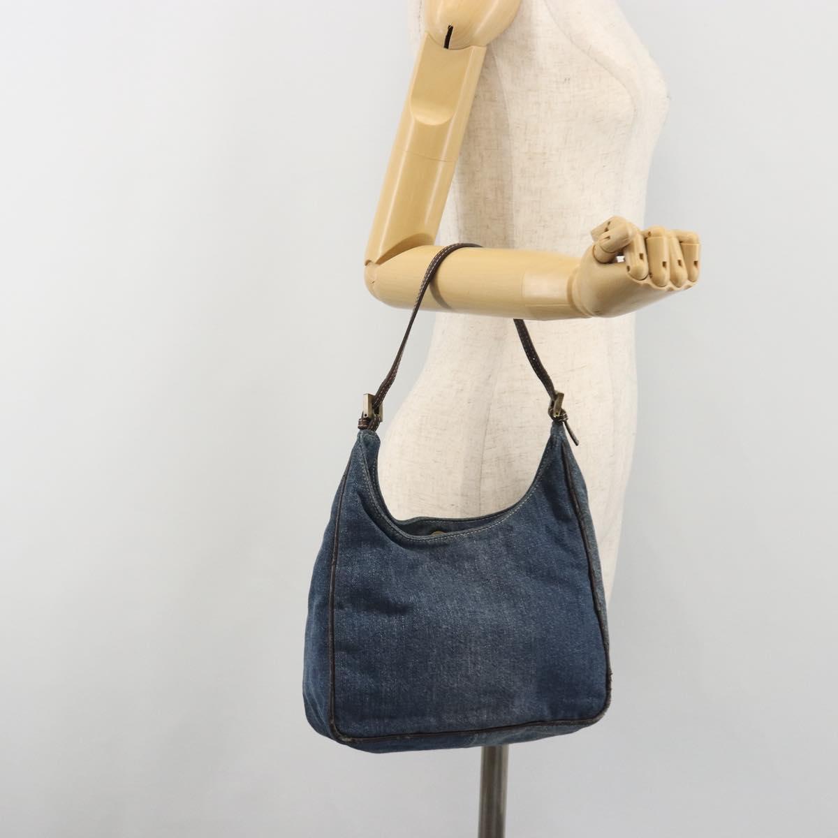 FENDI Hand Bag Denim Blue Auth 194002