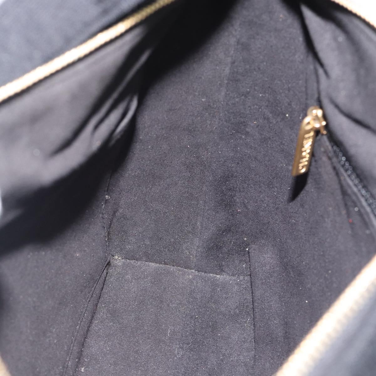 CHANEL Choco Bar Hand Bag Cotton Black Gold CC Auth 194003A