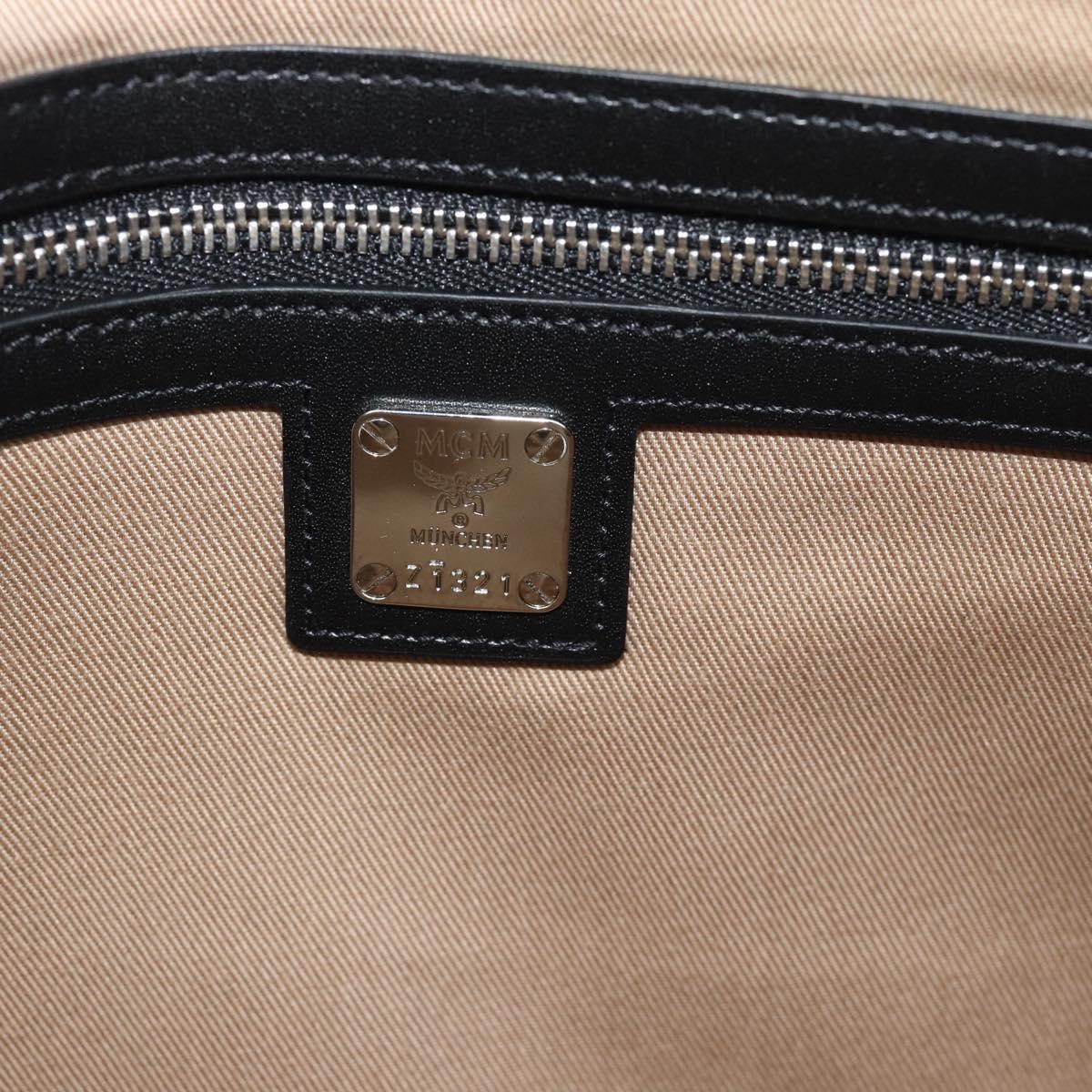 MCM Vicetos Logogram Clutch Bag PVC Leather Black Silver Auth 194004A