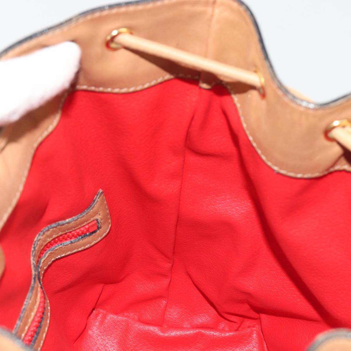 CELINE Shoulder Bag Leather Beige Gold Auth 194005
